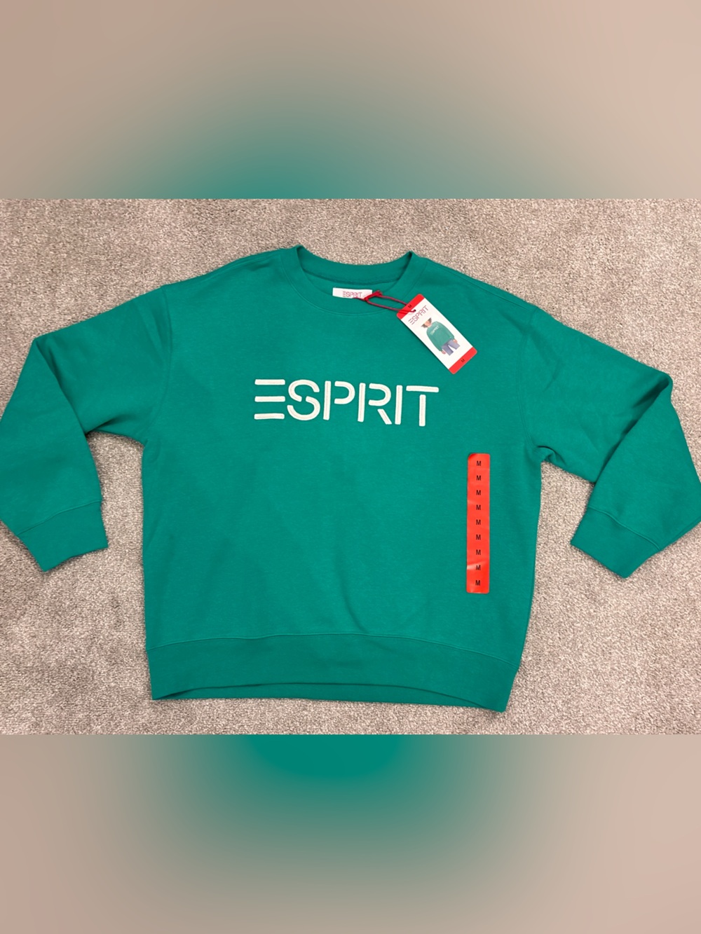 Esprit Women's Green Crewneck Sweatshirt with White Logo, NWT - Picture 3 of 3
